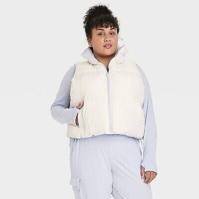 Women's Reversible Snowsport Short Puffer Vest - All in Motion Cream XXL