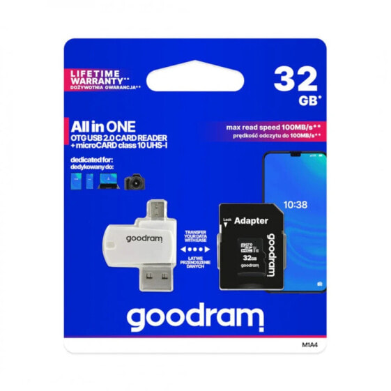 Goodram M1A4 All in One memory card microSD 32GB 100MB/s class 10 + adapter + reader OTG