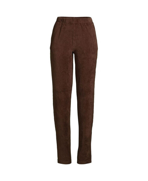 Women's Petite Sport Knit High Rise Corduroy Elastic Waist Pants