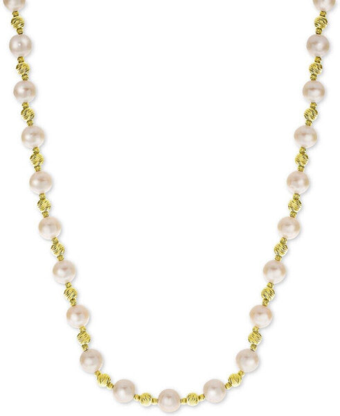 Macy's cultured Freshwater Pearl (8mm) & Bead 18" Collar Necklace in 14k Gold-Plated Sterling Silver