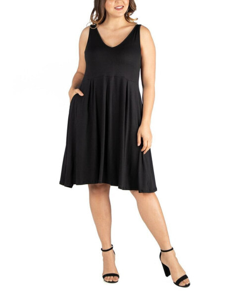 Plus Size Midi Fit and Flare Pocket Dress