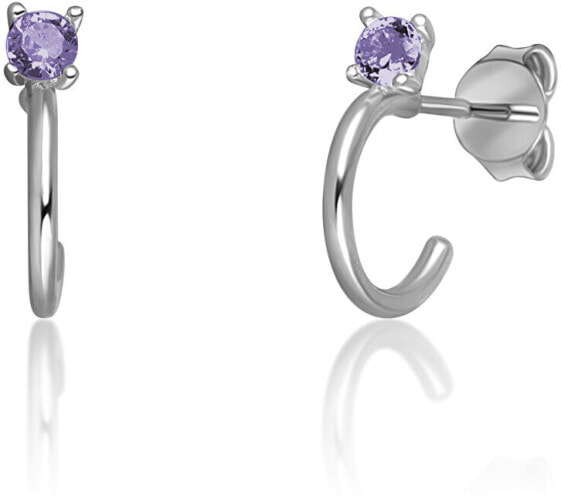 Gentle silver earrings rings with zircons SVLE0700XH2F200