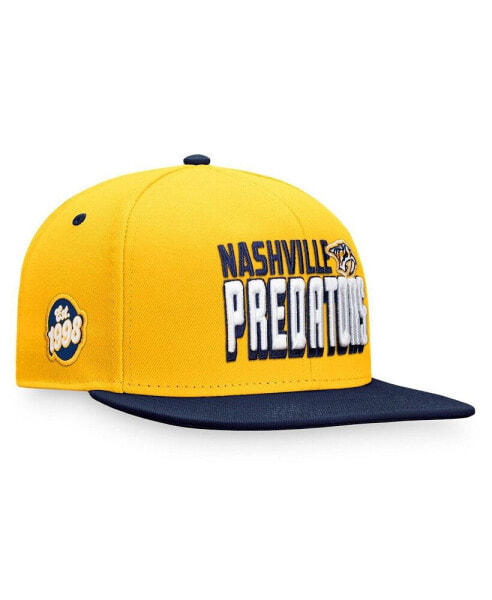 Men's Gold, Navy Nashville Predators Heritage Retro Two-Tone Snapback Hat