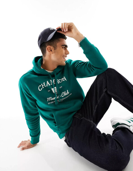 Champion back print hoodie in dark green