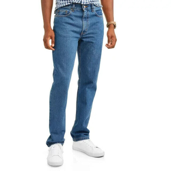 George Regular Fit Jeans Men's 44X32 Blue 100% Cotton Pull-On Pockets Solid