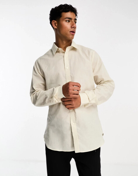 Ben Sherman linen look shirt in stone