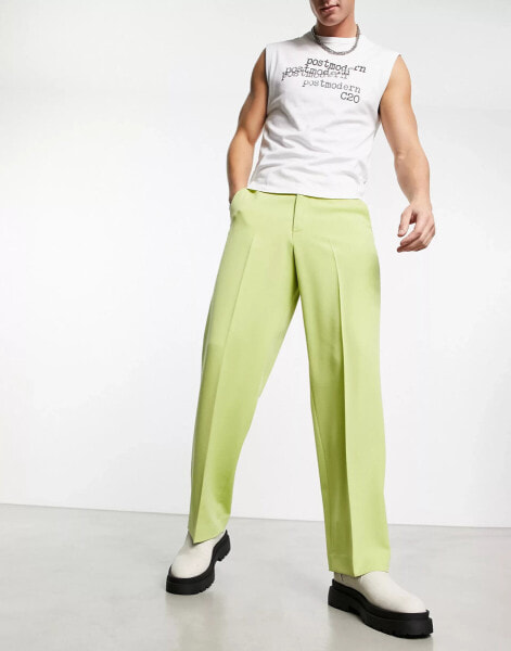 ASOS DESIGN smart wide leg trouser in bright green