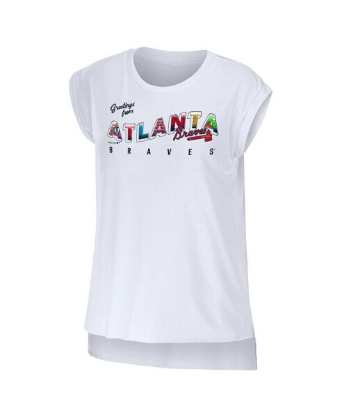 Women's White Atlanta Braves Greetings From T-shirt