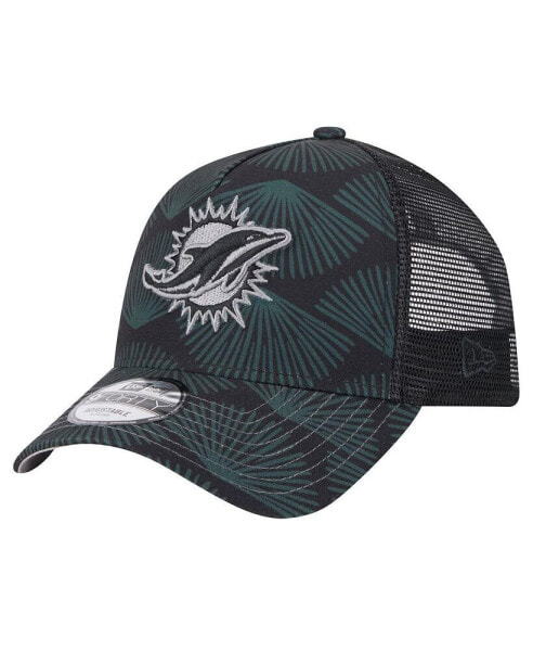 Men's Black Miami Dolphins Agave Trucker 9FORTY Adjustable Hat