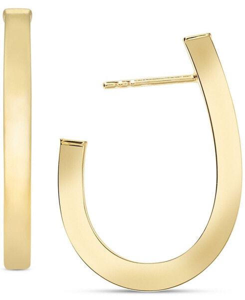 High Polished Squared J-Hoop Earrings in 14k Gold