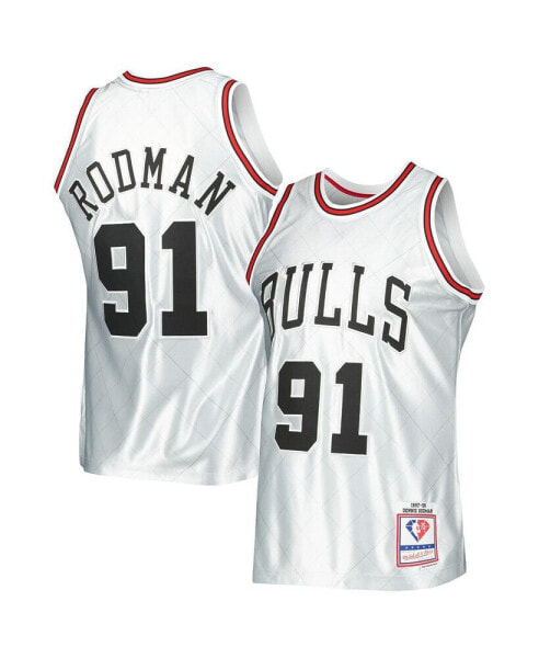 Men's Dennis Rodman Platinum Chicago Bulls 1997-98 Hardwood Classics 75th Anniversary Swingman Jersey