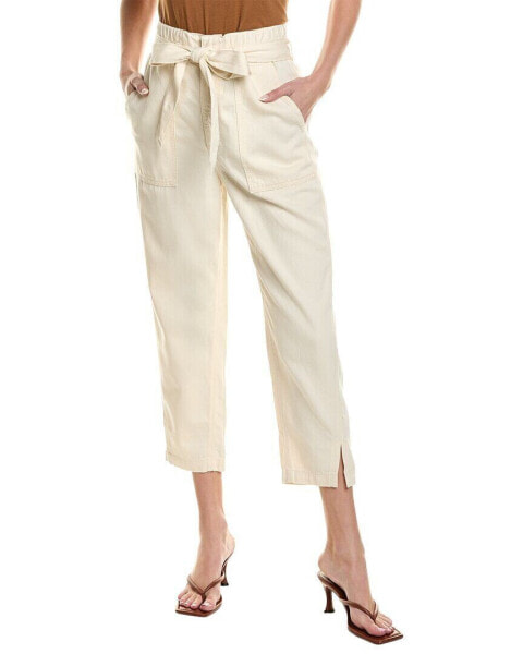 Ag Jeans High-Rise Barrel Silk-Blend Paperbag Pant Women's Beige 31