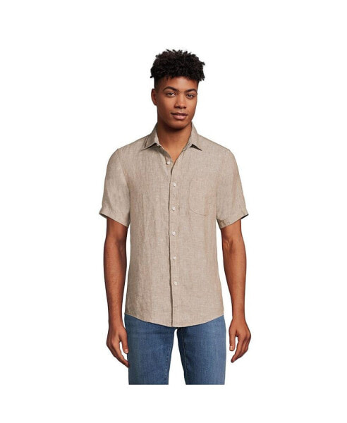 Men's Traditional Fit Short Sleeve Linen Shirt