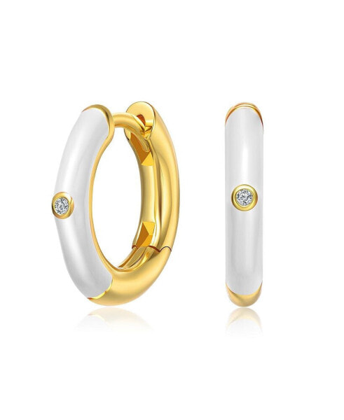 Gigi Girl Kid's 14k Gold Plated Enamel & Cubic Zirconia Hoop Earrings