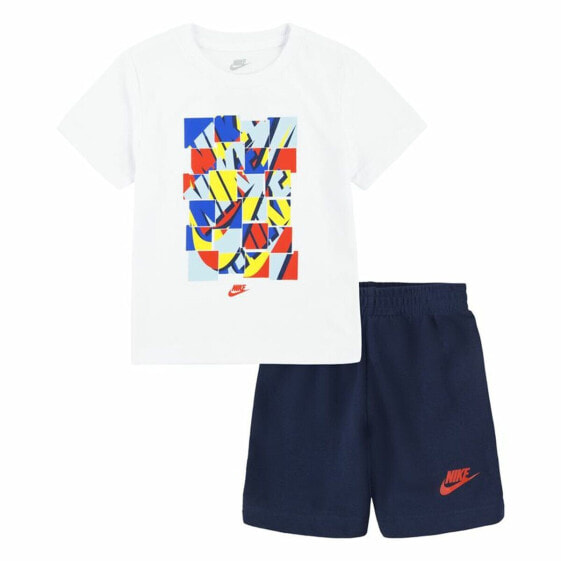 Спортивный костюм для детей Nike Nsw Add Ft Short Синий Белый Разноцветный 2 Предмета