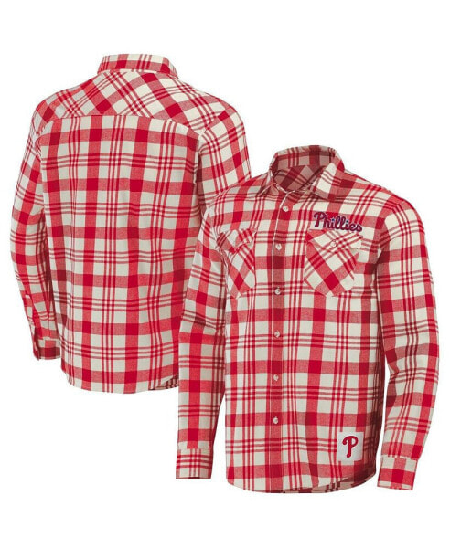 Men's Darius Rucker Collection By Red Philadelphia Phillies Plaid Flannel Button-Up Shirt