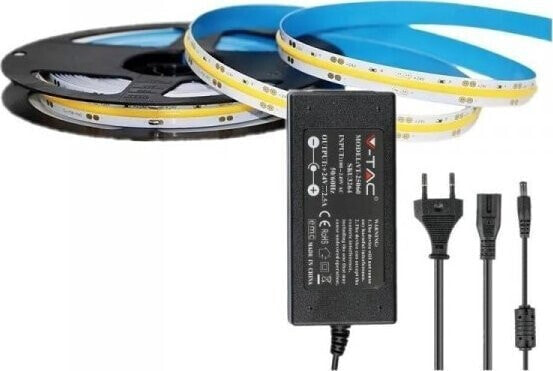 Taśma LED V-TAC Zestaw LED V-TAC Taśma 512LED/m COB 24V 12W/m Zasilacz 24V 60W (2667+3264) 3000K 1000lm