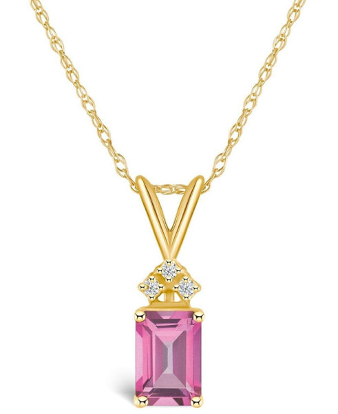 Pink Topaz (1-1/3 ct. t.w.) and Diamond Accent Pendant Necklace in 14K Yellow Gold or 14K White Gold