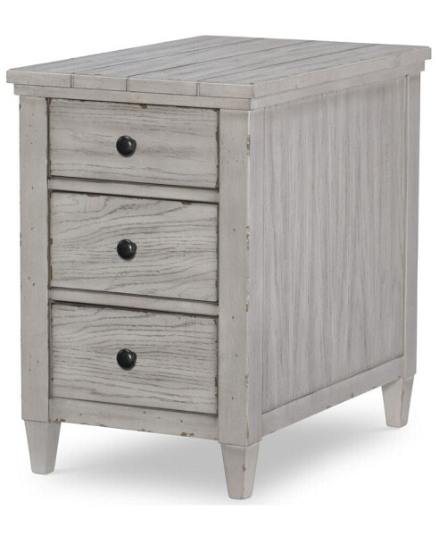 Belhaven Chairside Table in Weathered Plank Finish Wood