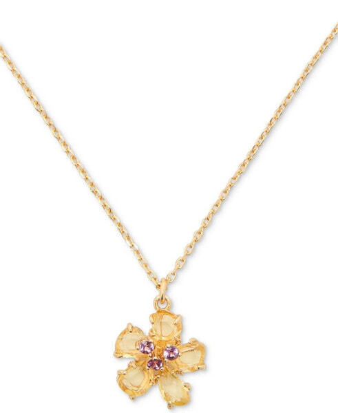 Gold-Tone Paradise Flower Mini Pendant Necklace, 16" + 3" extender