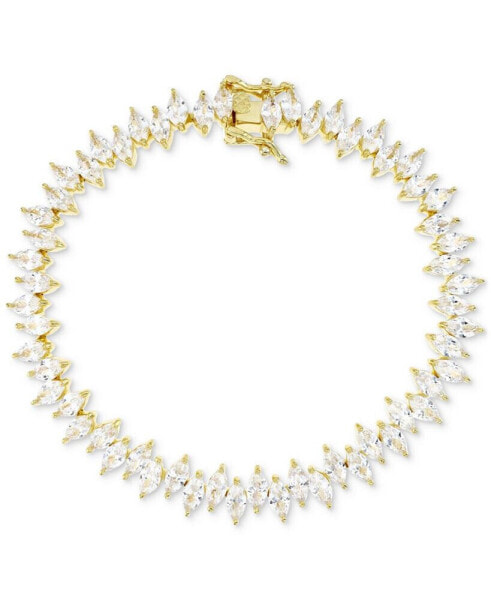 Cubic Zirconia Marquise-Cut Zigzag Style Tennis Bracelet