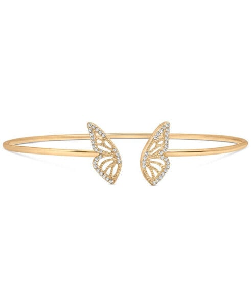 Diamond Butterfly Wing Cuff Bangle Bracelet (1/6 ct. t.w.) in 14k Gold, Created for Macy's