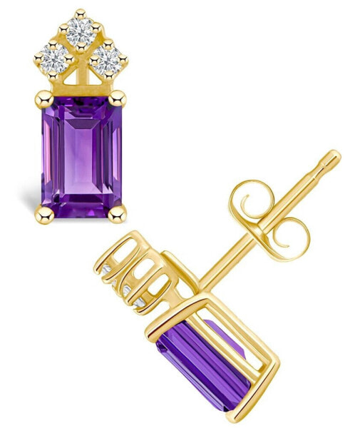 Серьги Macy's Amethyst & Diamond Stud