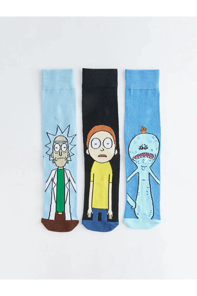 Rick and Morty Baskılı Erkek Soket Çorap 3'lü