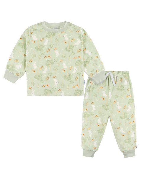 Baby Girls' Long Sleeve Top and Pant Fleece Pajamas, 2-piece