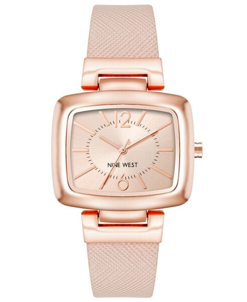 Women's Quartz Blush Pink Textured Faux Leather Watch, 36mm