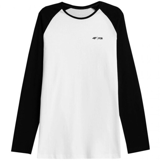 Мужской свитшот спортивный белый черный с логотипом 4F M H4Z21 TSML011 10S