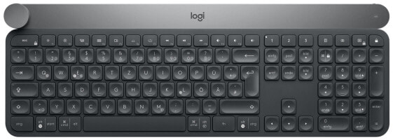 Logitech Craft Advanced keyboard with creative input dial - Full-size (100%) - Wireless - RF Wireless + Bluetooth - QWERTZ - Black - Grey