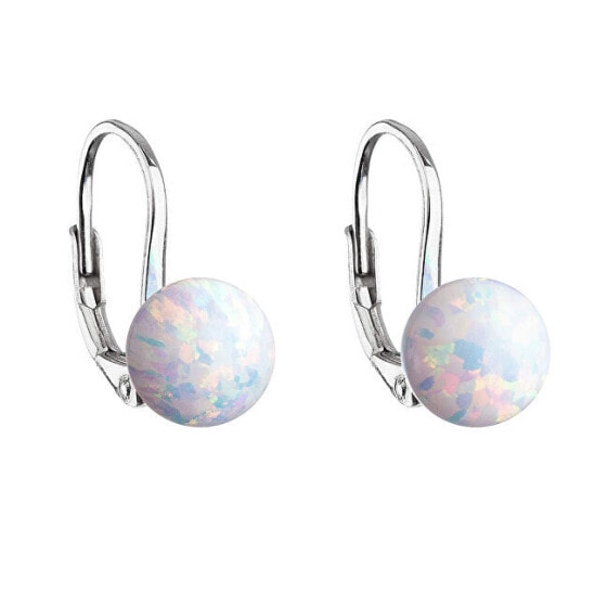 Glittering silver earrings with synthetic opal 11245.1