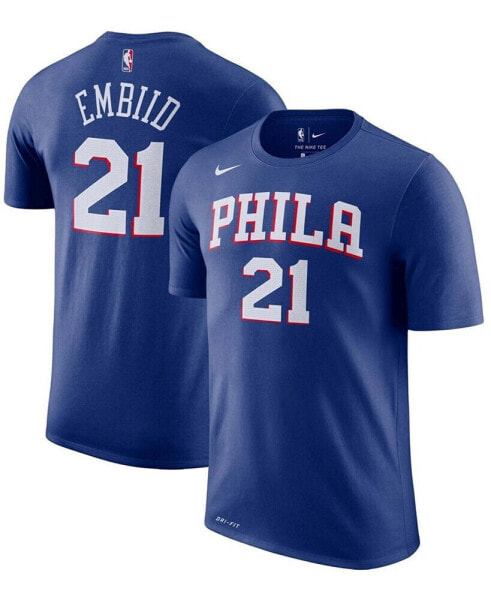 Men's Joel Embiid Royal Philadelphia 76Ers Player Name & Number Performance T-shirt