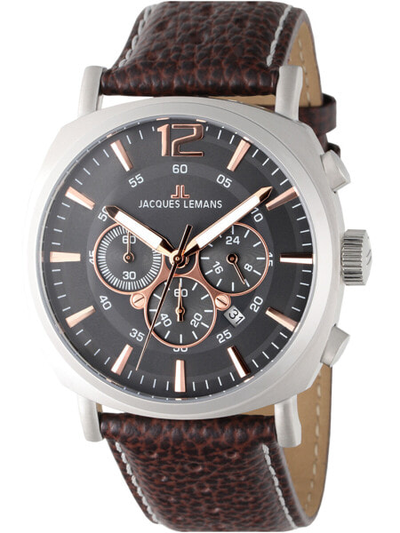 Часы и аксессуары Jacques Lemans Lugano Chronograph Мужские 46мм 10 АТМ