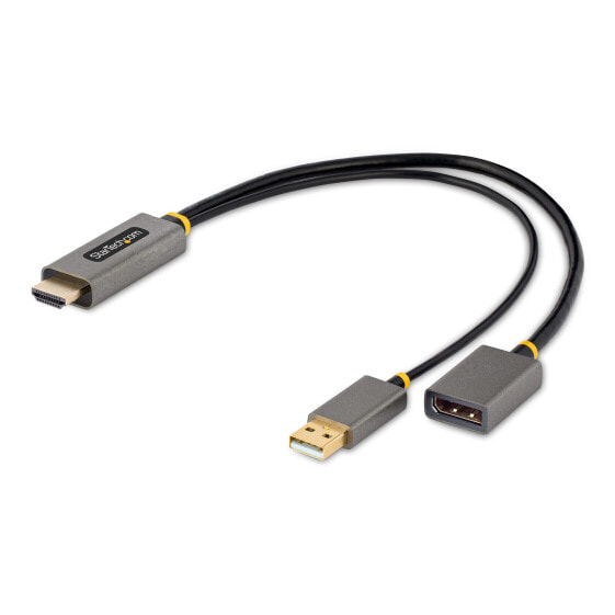 StarTech.com 1ft (30cm) HDMI to DisplayPort Adapter Cable - Active 4K 60Hz HDMI 2.0 to DP 1.2 Converter - HDR - USB Bus Powered - HDMI Source to DisplayPort Monitor for Laptops/PC - 0.3 m - HDMI Type A (Standard) - DisplayPort - Male - Female - Straight