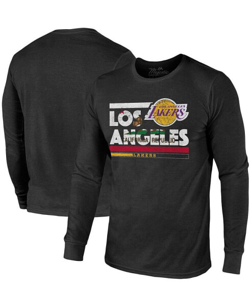 Men's Threads Black Los Angeles Lakers City and State Tri-Blend Long Sleeve T-shirt