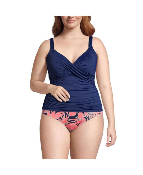 Plus Size Chlorine Resistant Wrap Tankini Swimsuit Top
