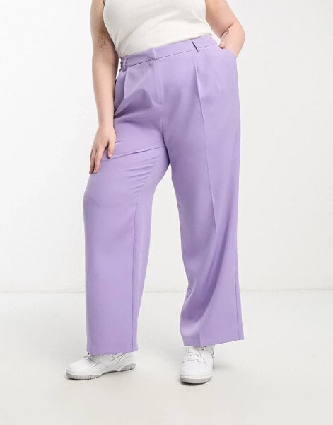 Yours tailored wide leg trousers in purple