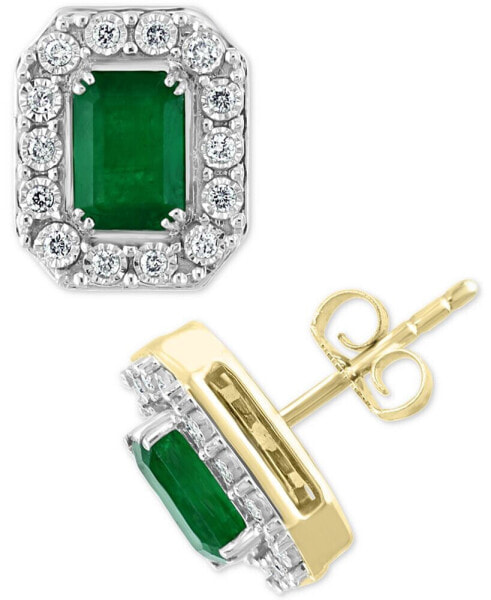 EFFY® Emerald (1-7/8 ct. t.w.) & Diamond (1/5 ct. t.w.) Earrings in 14k White Gold (Also in Yellow Gold)