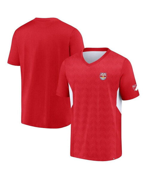 Men's Red New York Red Bulls Extended Play V-Neck T-shirt