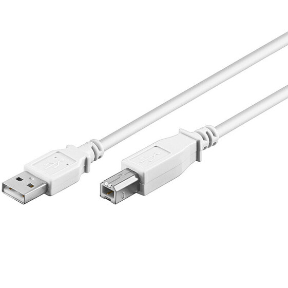 Wentronic USB 2.0 Hi-Speed cable - white - 1 m - 1 m - USB A - USB B - USB 2.0 - 480 Mbit/s - White