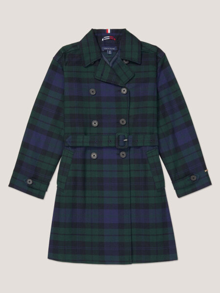 Kids' Relaxed Fit Tartan Trench Coat