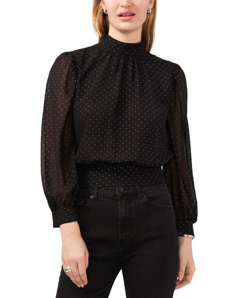 Women's Chiffon Mock Neck Blouse