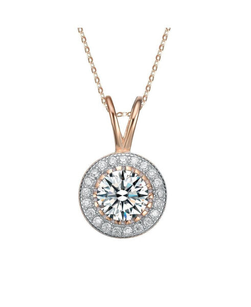 Classy Clear Cubic Zirconia Round Solitaire Pendant Necklace