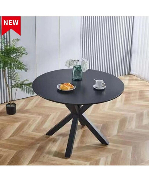 Mid-Century Black Dining Table for 4-6 People