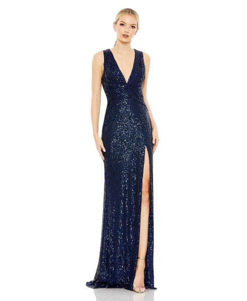 Women's Ieena V-Neck Sequin Wrap Waist Gown