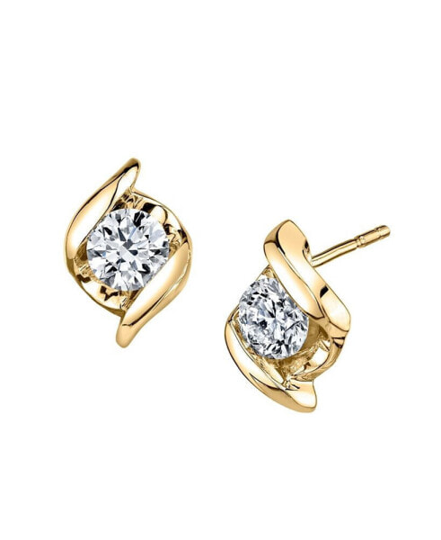 Diamond (1/3 ct. t.w.) Twist Earrings in 14k Yellow Gold