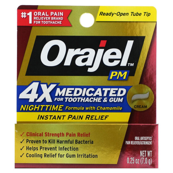 Orajel, Крем от зубной боли и десен PM 4X, 7 г (0,25 унции)