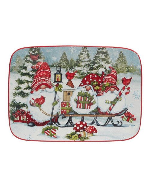 Christmas Gnomes 14" Rectangular Platter